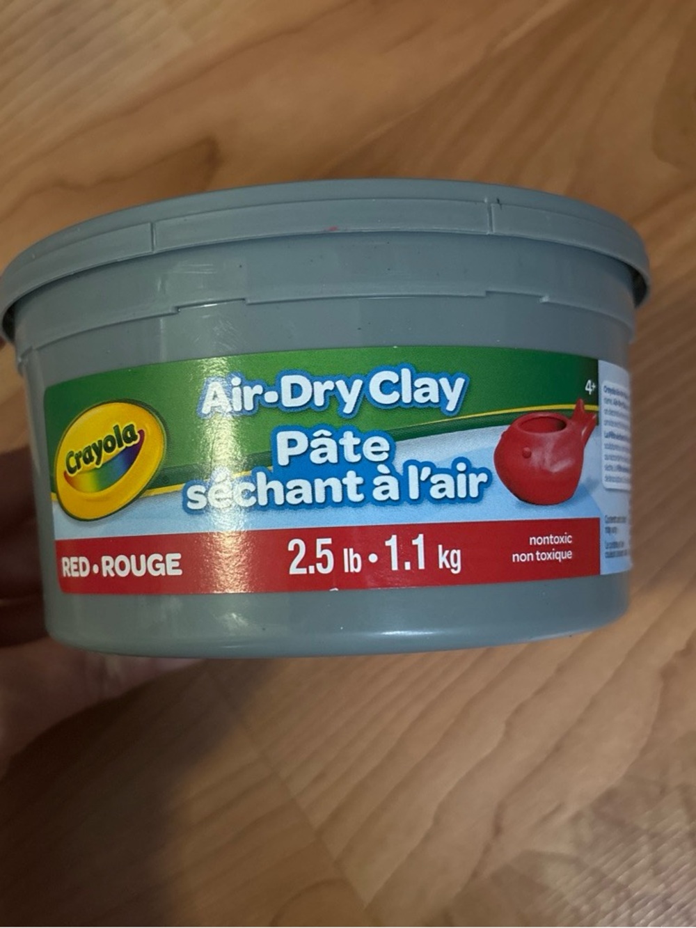 Crayola Red Air-Dry Clay with Gray Tub